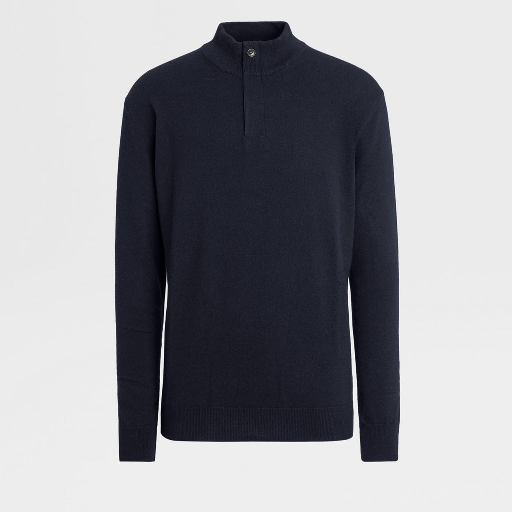 Ermenegildo Zegna Deep Foliage Mélange Color Oasi Cashmere Zipper Penguin Collar Sweater Men's Luxury Knitted Sweater Autumn And Winter Bottom Warm Fashion Trend Knitting Ngvp #2451