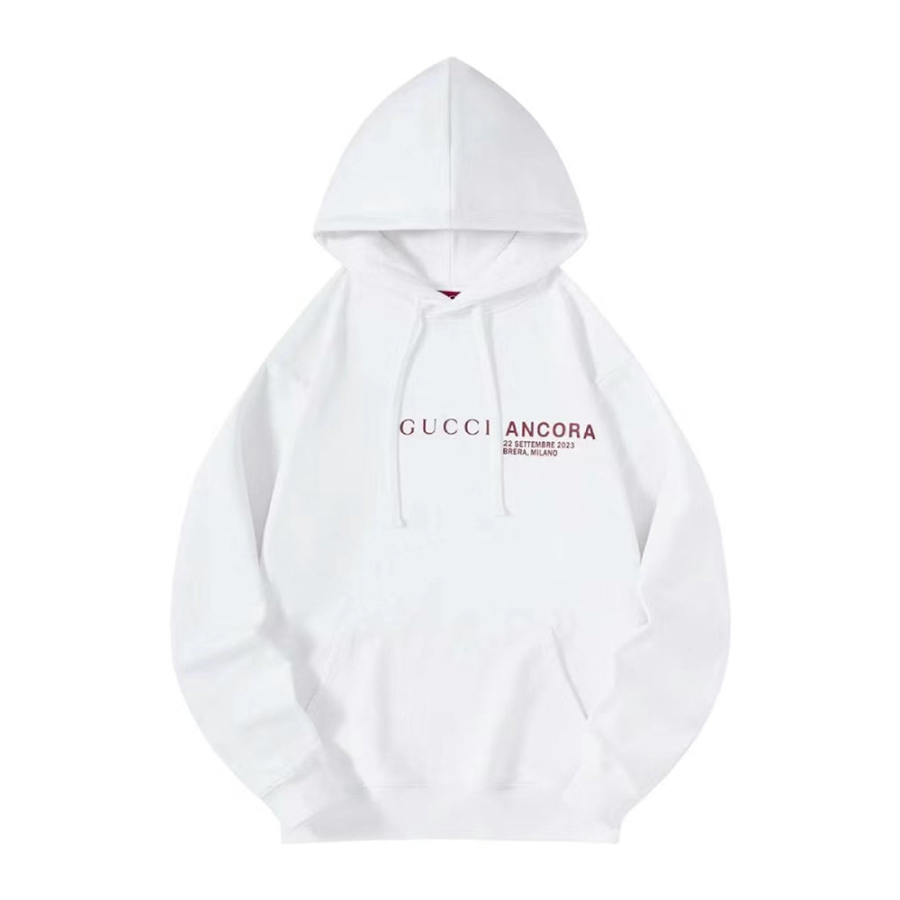 Gucci Men's and Women's Genderless Fall And Winter Models White Cotton Hooded Sweatshirt Pullovers #97232