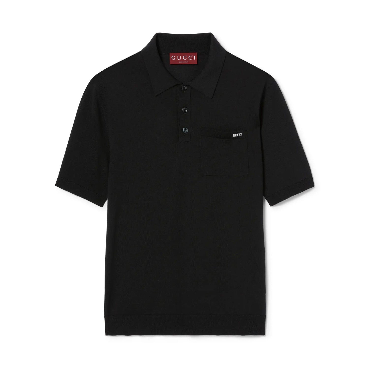 Gucci Men's Summer Letter Jacquard Wool Solid Color Knit Short Sleeve Polo Shirt #75999