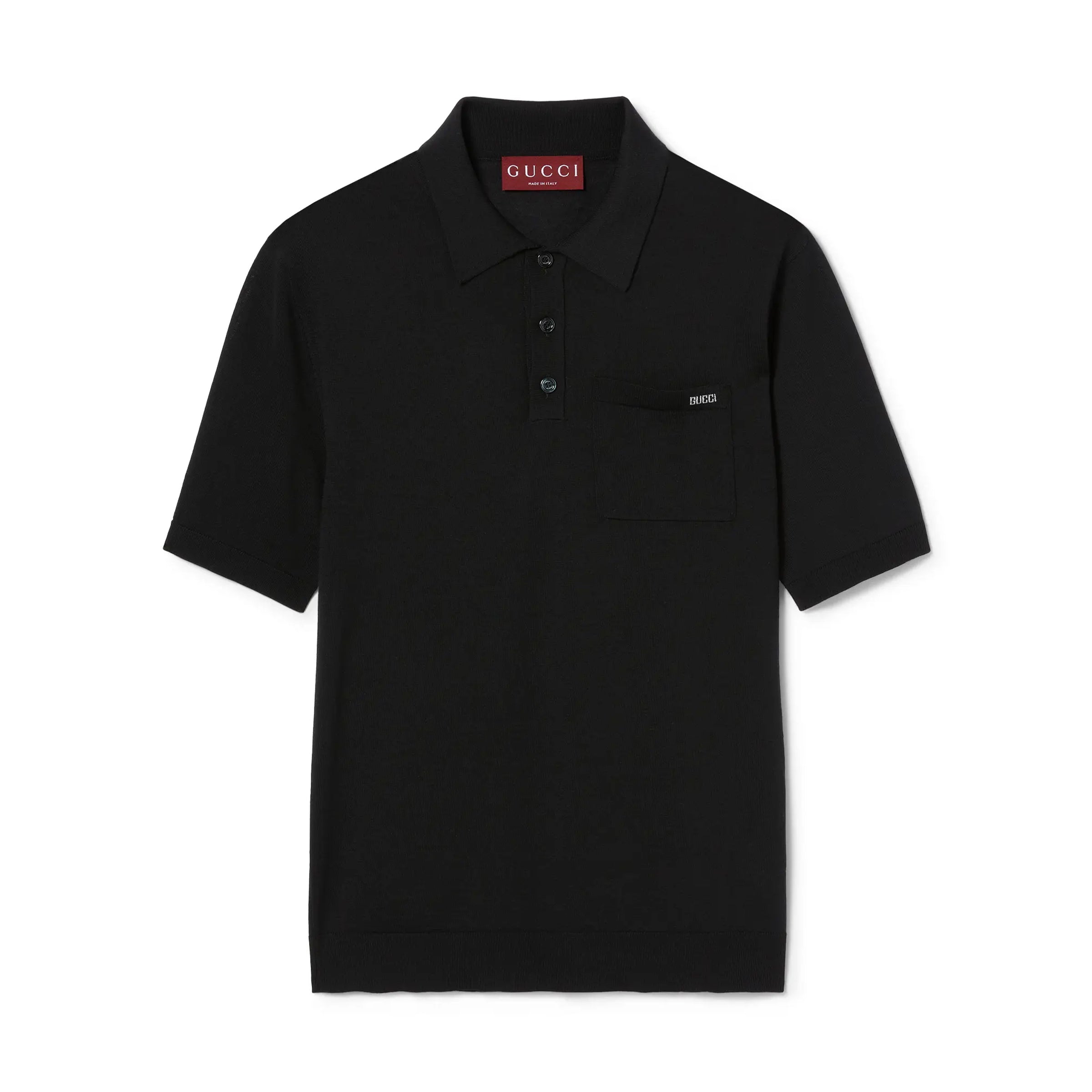 Gucci Men's Summer Letter Jacquard Wool Solid Color Knit Short Sleeve Polo Shirt #75999