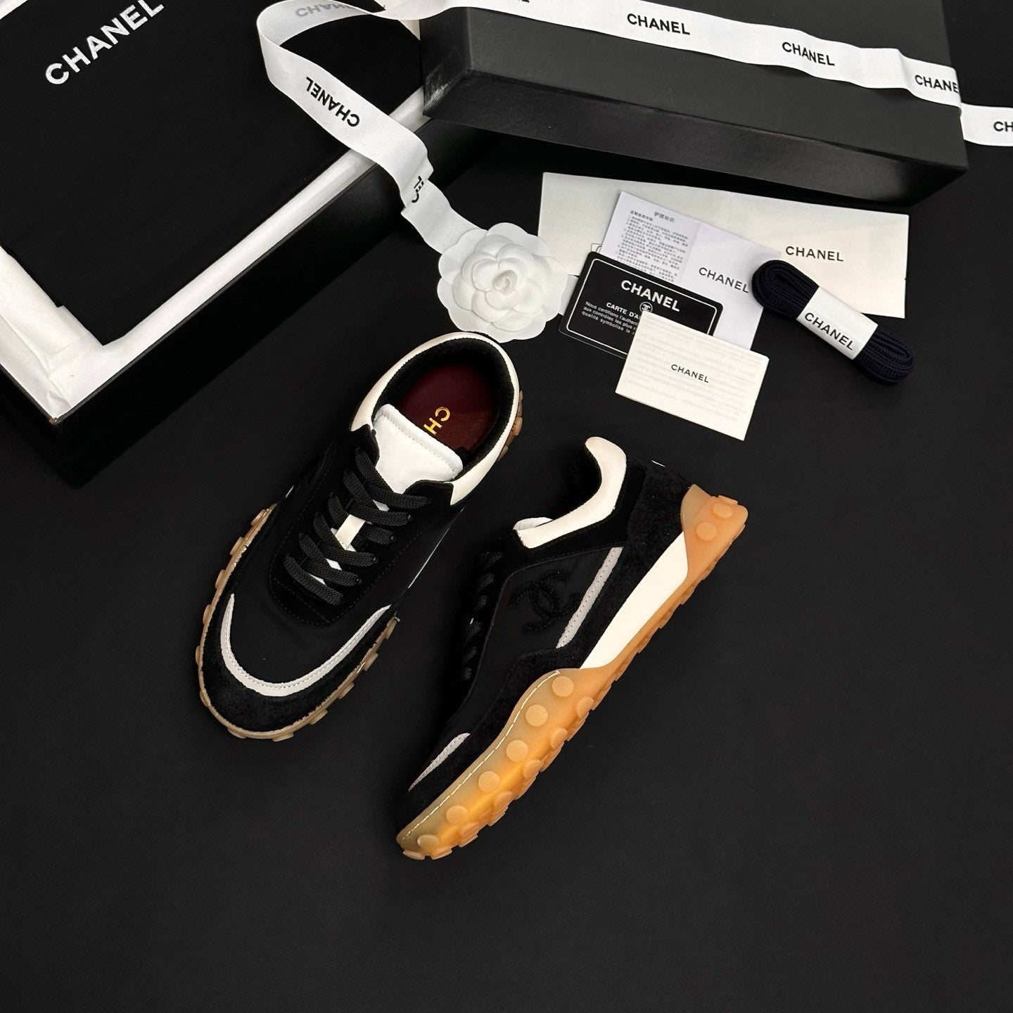 CHANEL Sneakers Mixed Fibers Suede Calfskin Calfskin #380548