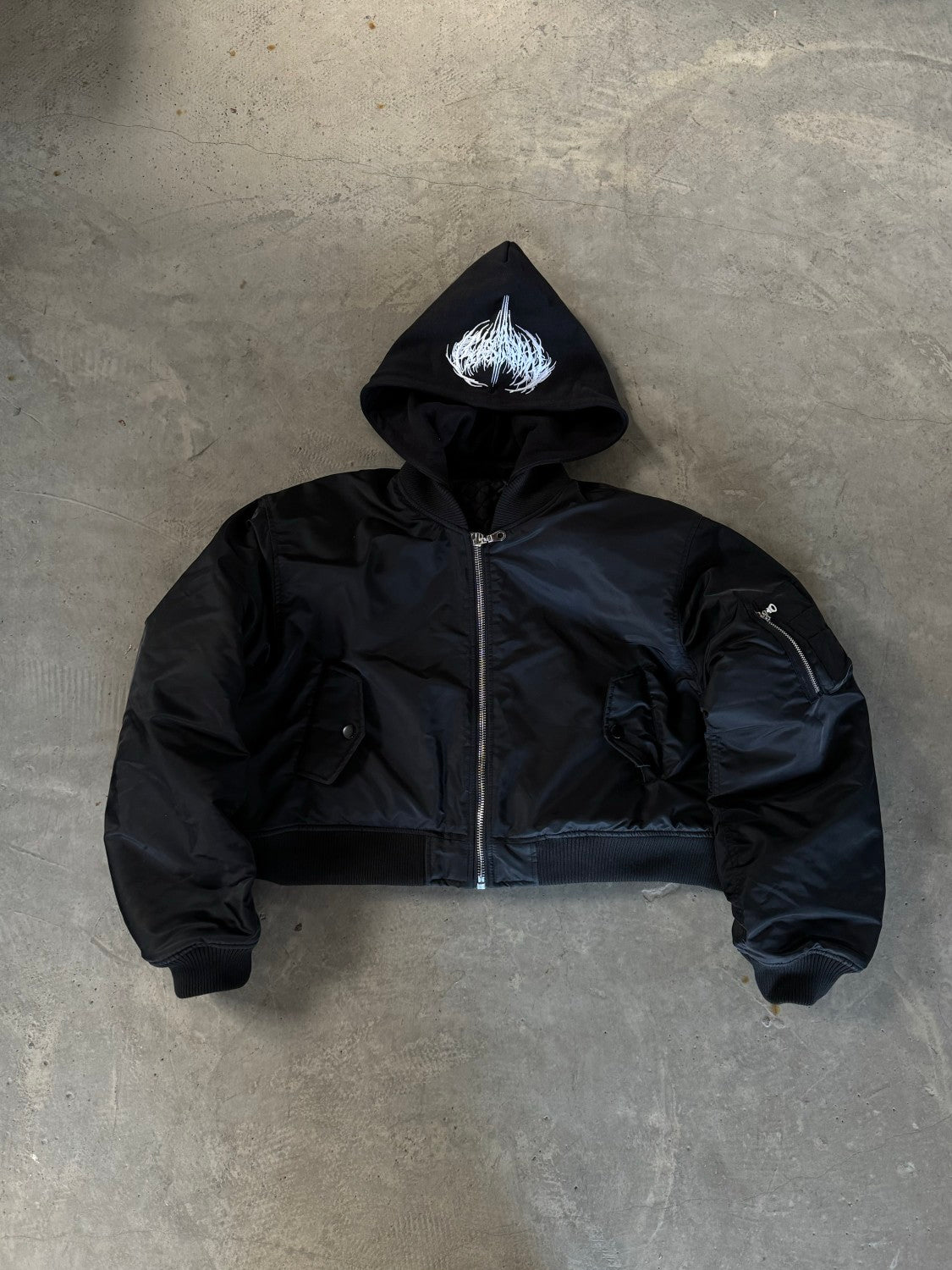 GRAILZ Playboi Carti Narcissist Cropped Bomber Jacket Men's Autumn And Winter Embroidered Logo Zipper Long Sleeve Solid Color Hooded Jacket Coat #71839