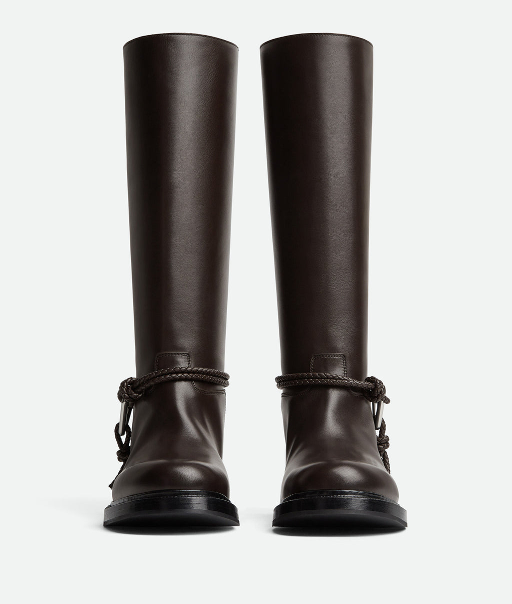 Bottega Veneta Women's James Knee-High Boots Solid-Color Leather Round-Toe Knee-High Boots Chunky Heel Casual Shoes Ngvp #2574