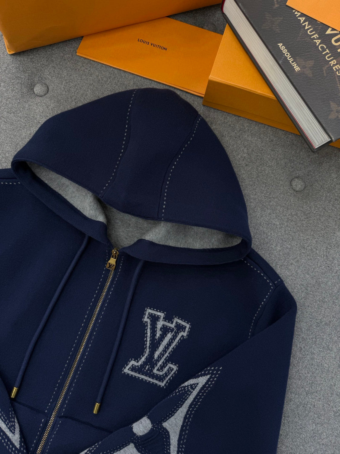 Louis Vuitton Graphic Intarsia Zipped Cotton Hoodie #334469