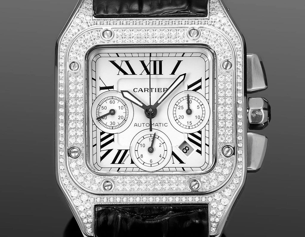 Cartier Santos Men's Automatic Mechanical Movement Roman Scale Date Display Chronograph 100M Water Resistant Mechanical Watch #72997