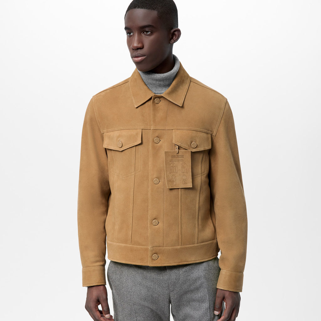 Louis Vuitton Men's Autumn and Winter Khaki Sheepskin Pocket Single Breasted Jacket #98817