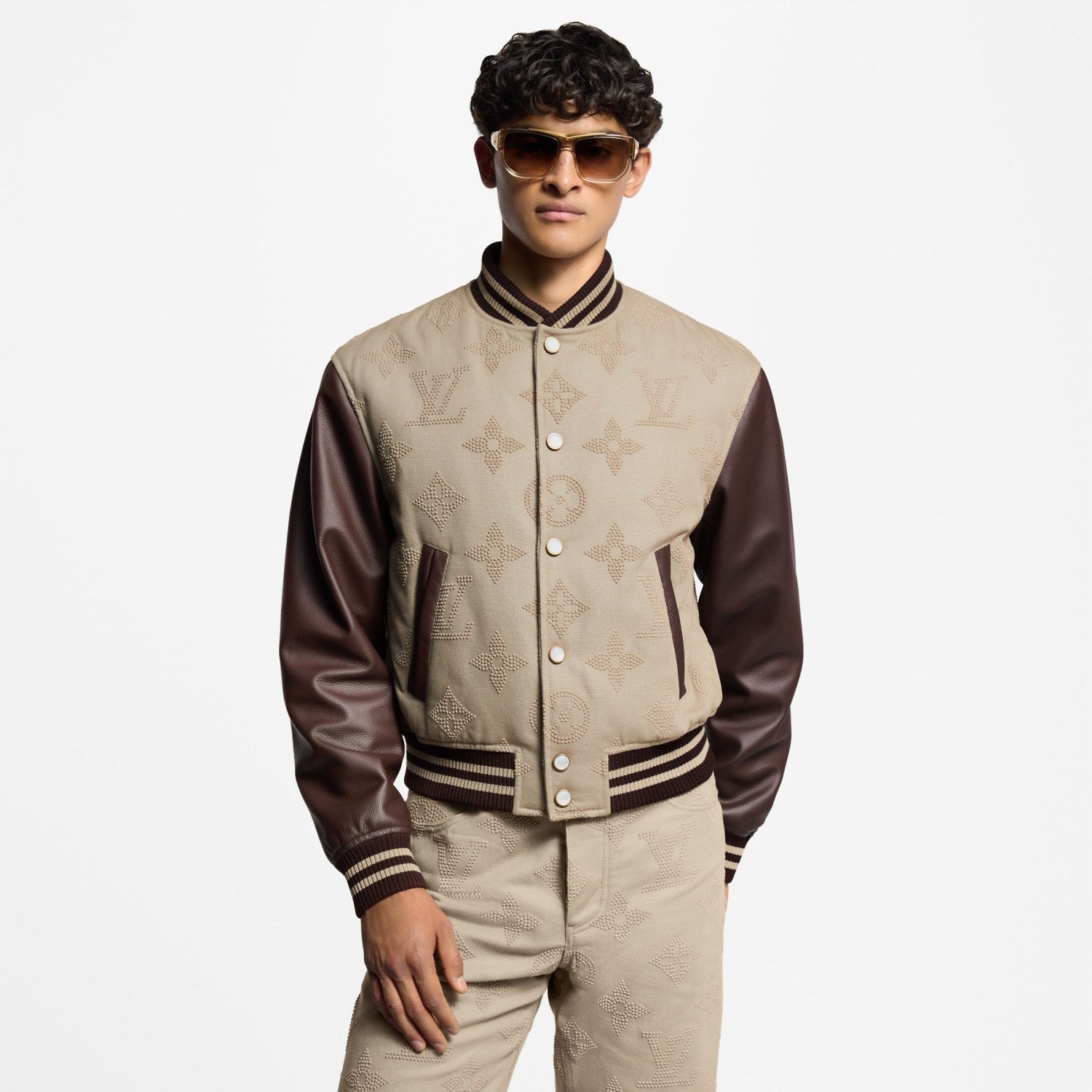 Louis Vuitton Monogram Embroidered Baseball Drawstring Jacket Men's Spring And Autumn Fashion Trend Color Blocking Single-breasted Jacket #81119