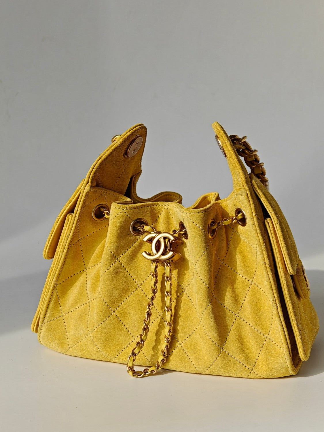 CHANEL 25 Women's Mini Handbag in Suede Calfskin and Gold-Plated Hardware #83167A
