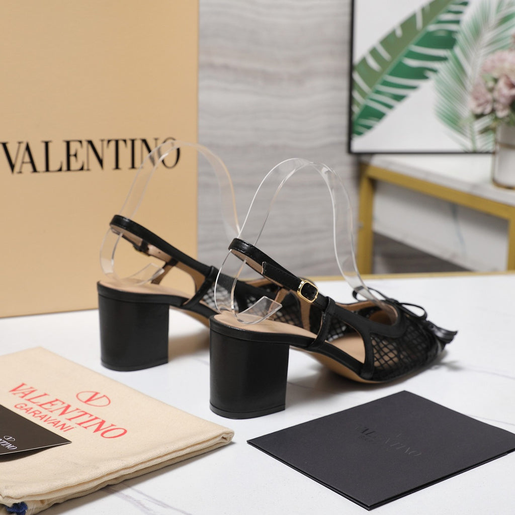 Valentino Valet Du Roi Slingback Pump In Mesh And Kidskin 60mm for Woman #379977