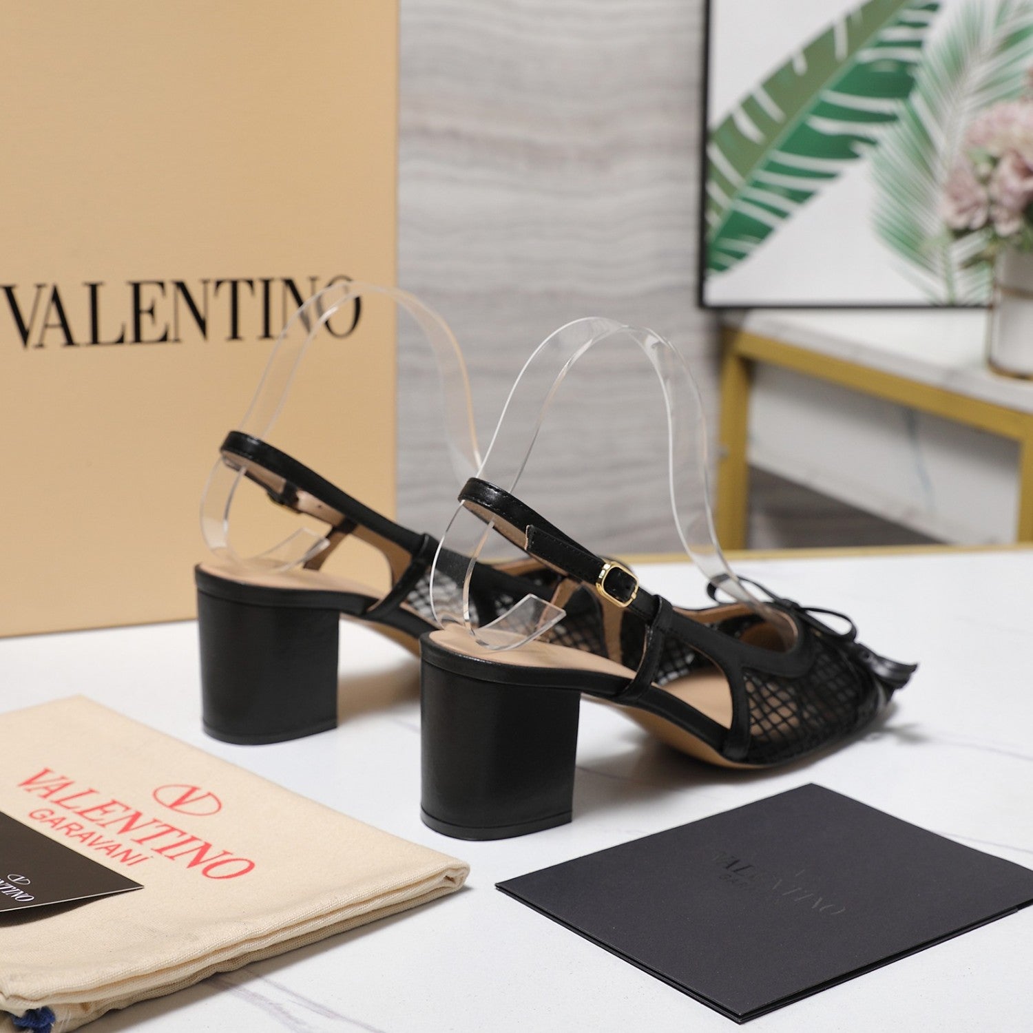 Valentino Valet Du Roi Slingback Pump In Mesh And Kidskin 60mm for Woman #379977