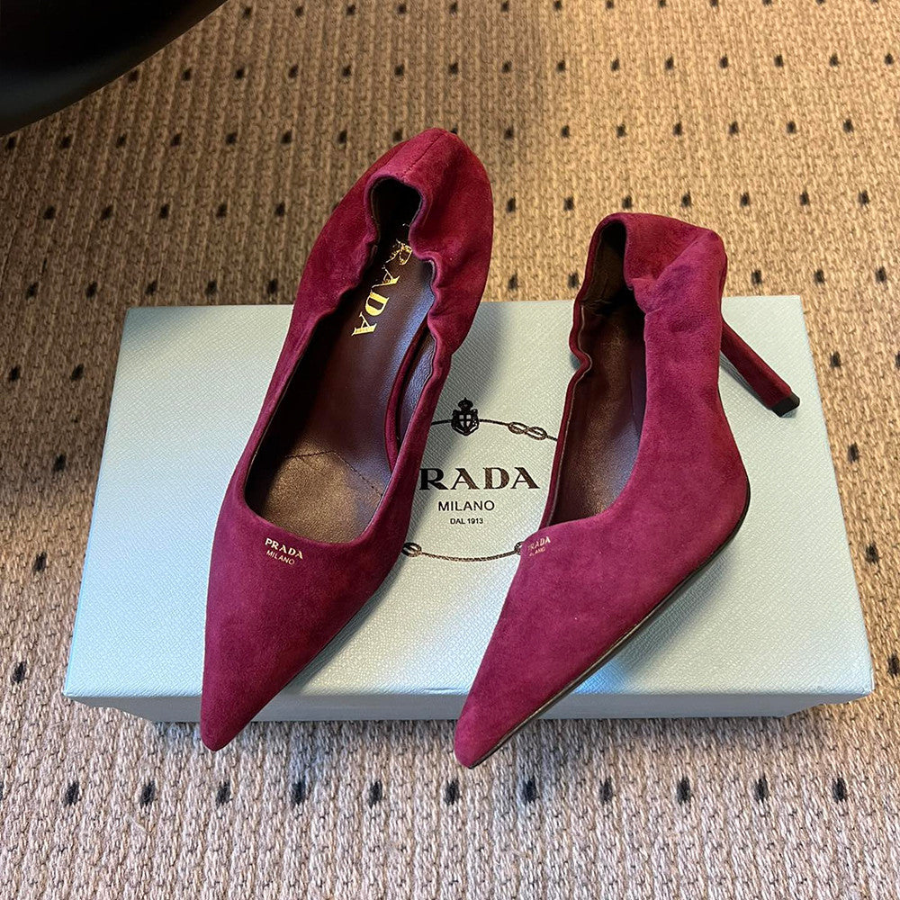 PRADA Cocoa Brown Suede Pumps #334368