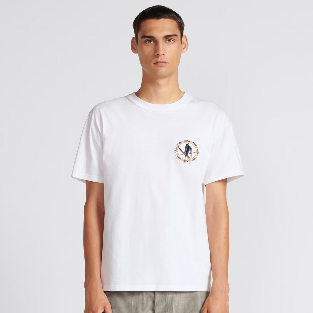 Dior Men's Summer Embroidered Round Label Solid Colour Round Neck Cotton Short Sleeve T-Shirt #97823