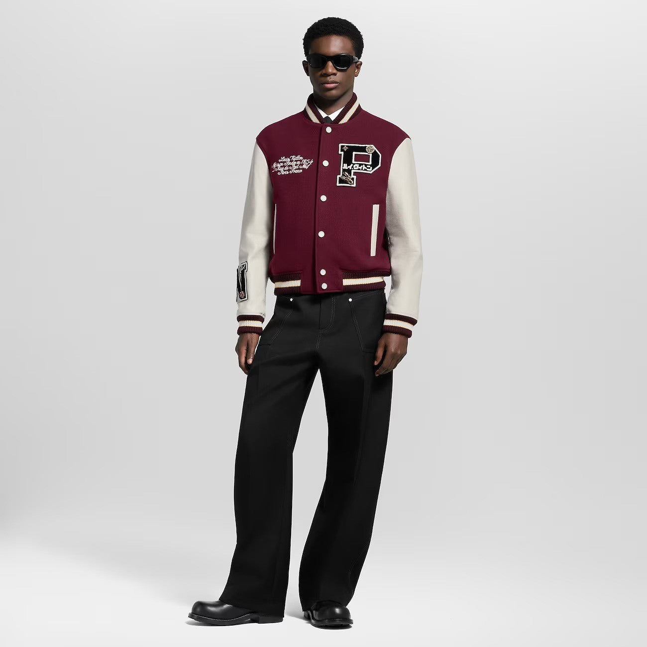Louis Vuitton x 25FW Men's Letter Badge Printed Stand Collar Pocket Long Sleeve Baseball Uniform #332524