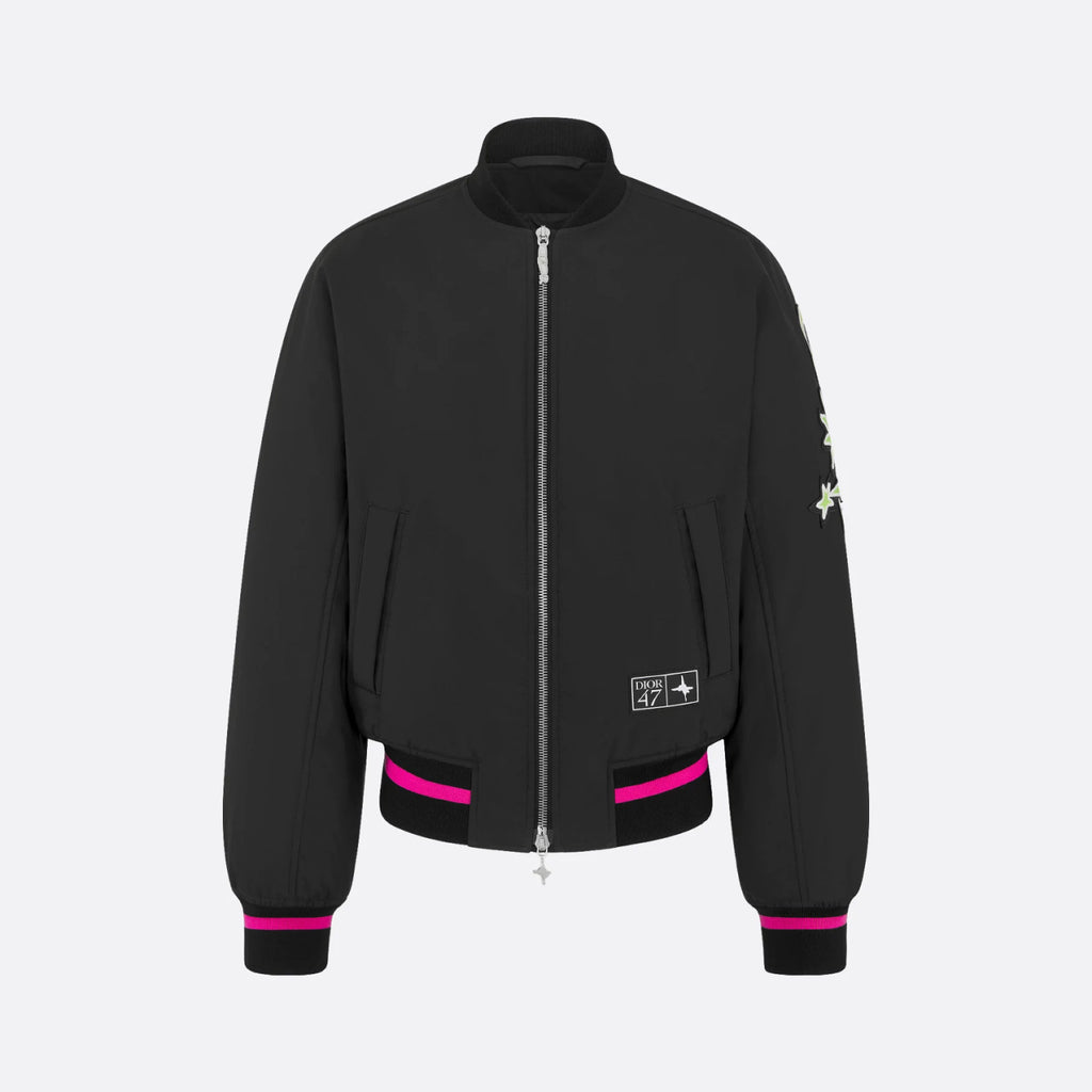 Dior And Lewis Hamilton Men's Spring/Autumn Fashion Casual Ribbed Collar Two Way Zipper Side Pocket Long Sleeve Pilot Baseball Jacket Short Jacket #78334