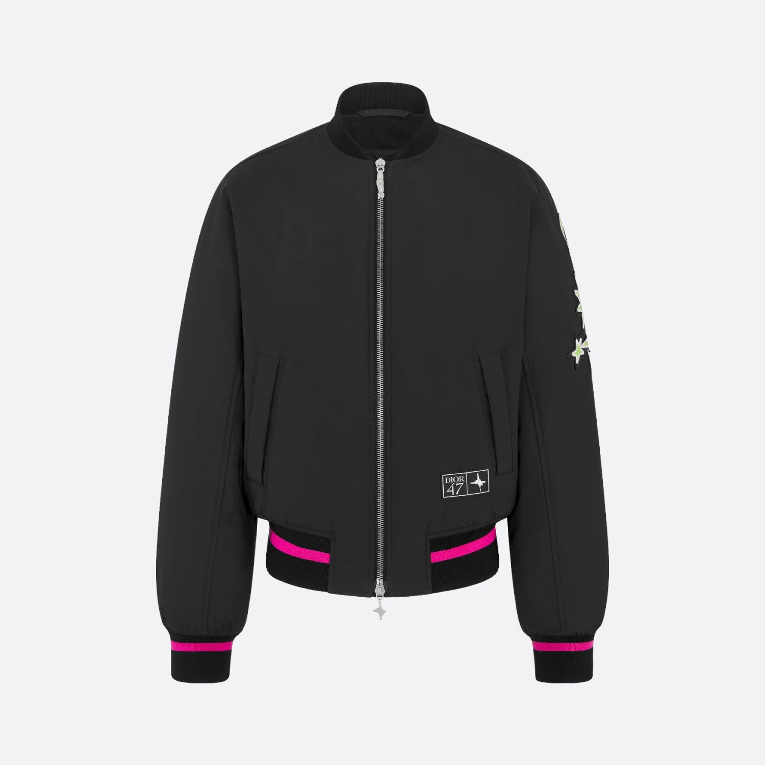 Dior And Lewis Hamilton Men's Spring/Autumn Fashion Casual Ribbed Collar Two Way Zipper Side Pocket Long Sleeve Pilot Baseball Jacket Short Jacket #78334