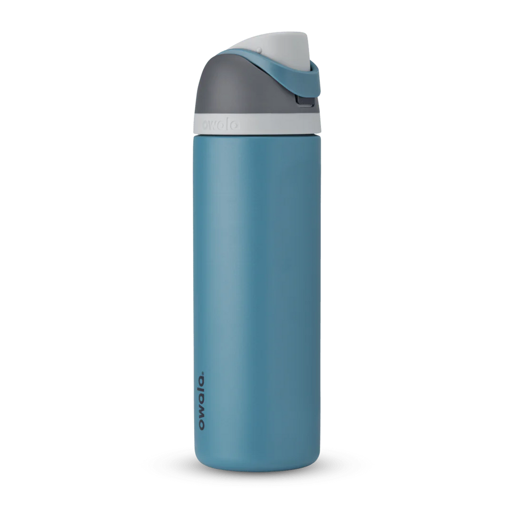 Owala FreeSip Insulated Stainless Steel Water Bottle with Straw for Sports and Travel. BPA-Free. 24-oz. Grey/Blue