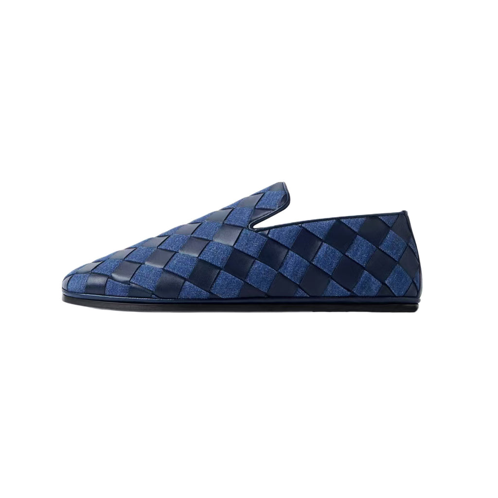 Bottega Veneta Men's and Women's Spring/Fall Fashion Casual Round Toe Slip On Leather Hand-Woven Oxford Shoes Shoes #78859