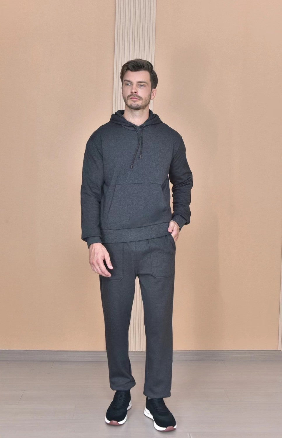 Loro Piana Men's Autumn And Winter Solid Color Hooded Long Sleeve Sweatshirt Casual Lace-Up Pants Set Ngvp #9216