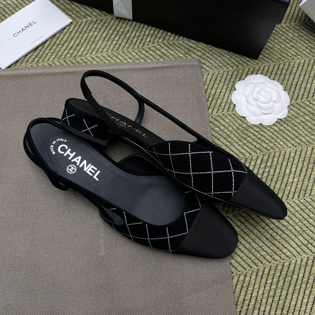 Chanel Women's Spring/Fall Fashion Casual Round-Toe Slip-On High-Heel Chunky-Heel Flat Casual Shoes #78772
