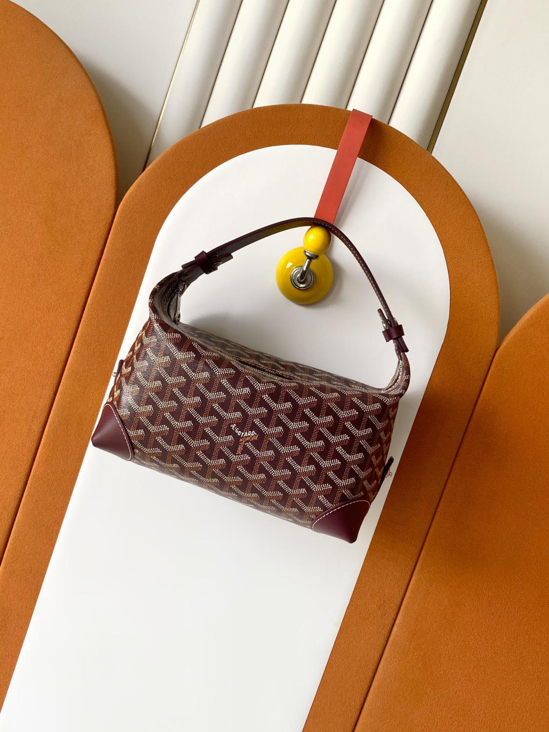GOYARD Men's and Women's Solid Color Printed Zipper Leather Handbag Storage Bag Bags #77775