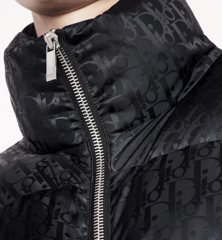 Dior Top-quality Version Men's Winter Solid Color Logo Full Print Zipper Collar Down Long Sleeve Puffer Down Jacket #334786