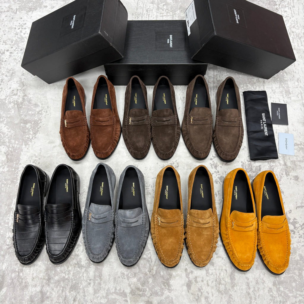 Saint Laurent LE LOAFER Supple in Suede in Brown #383805