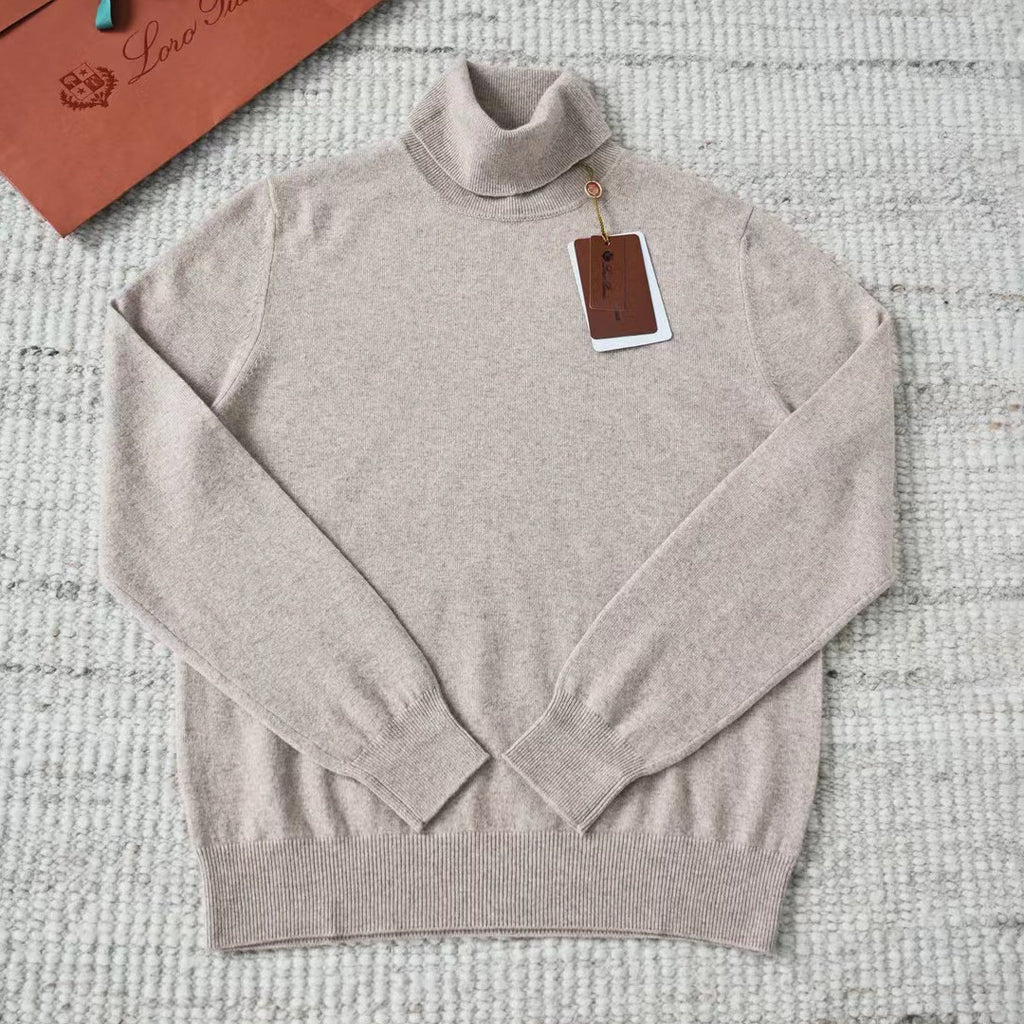 Loro Piana Men's Dolcevita Classic High-Neck Sweater Spring/Fall/Winter Solid-Color Long-Sleeve Cashmere Knit Ngvp #2721