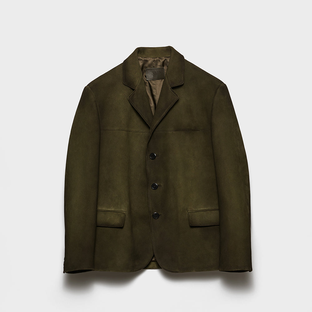 PRADA Men's Forest Green Suede Jacket #333462