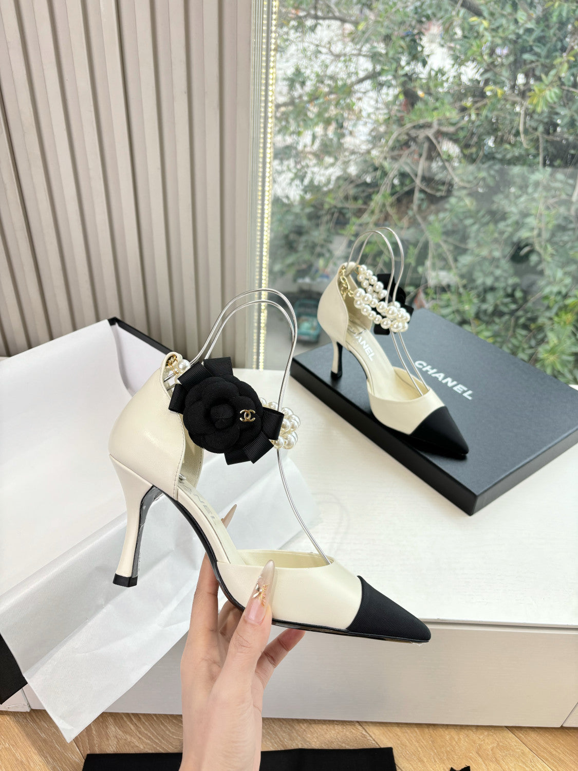 Chanel 25S Braided Mary Jane Toe Pearl Sandals and High Heels #334481