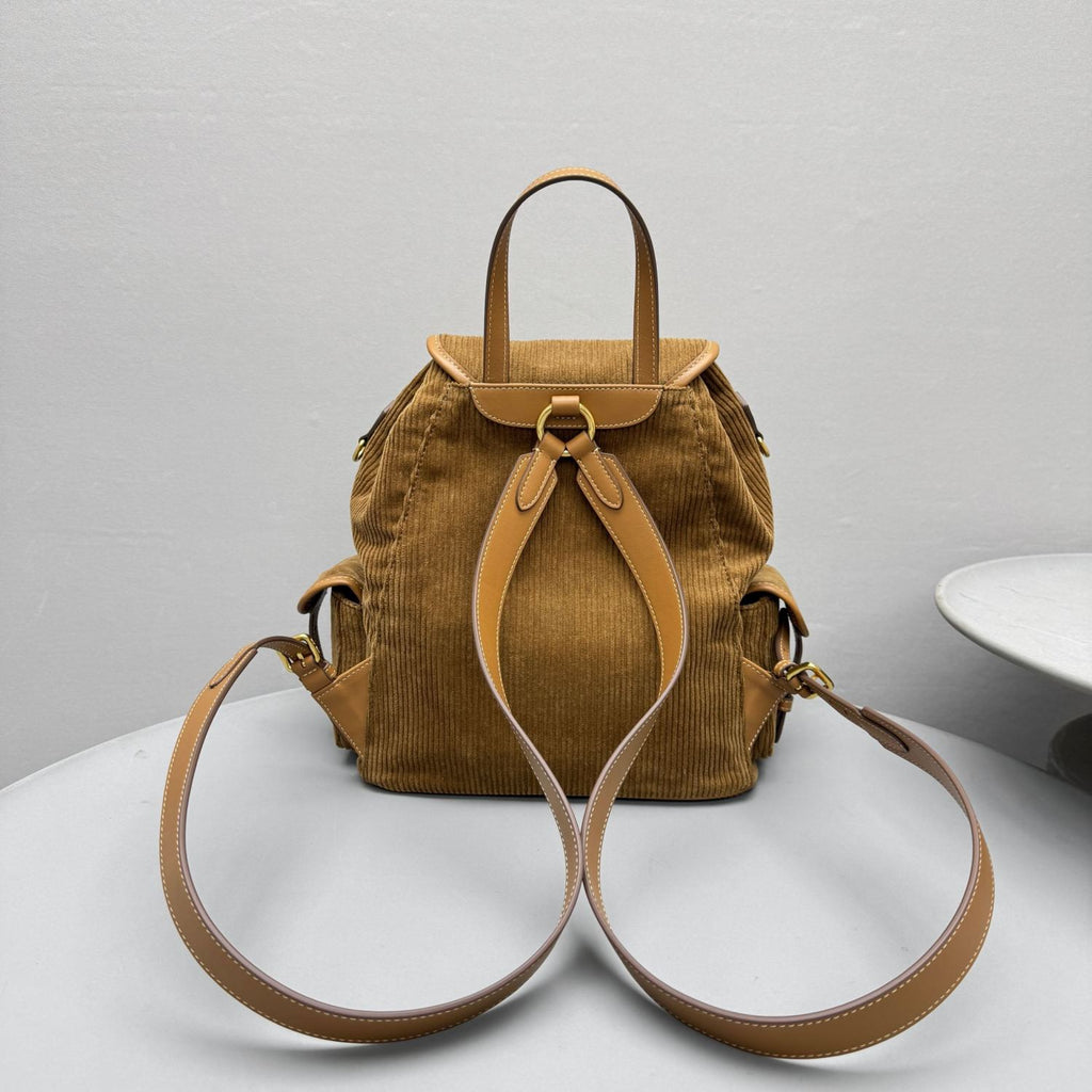 MiuMiu Large Cinnamon Corduroy Backpack #334155