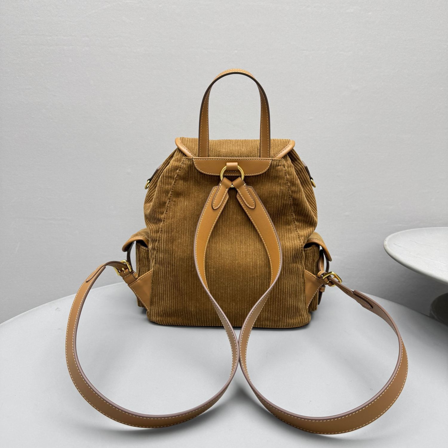 MiuMiu Large Cinnamon Corduroy Backpack #334155