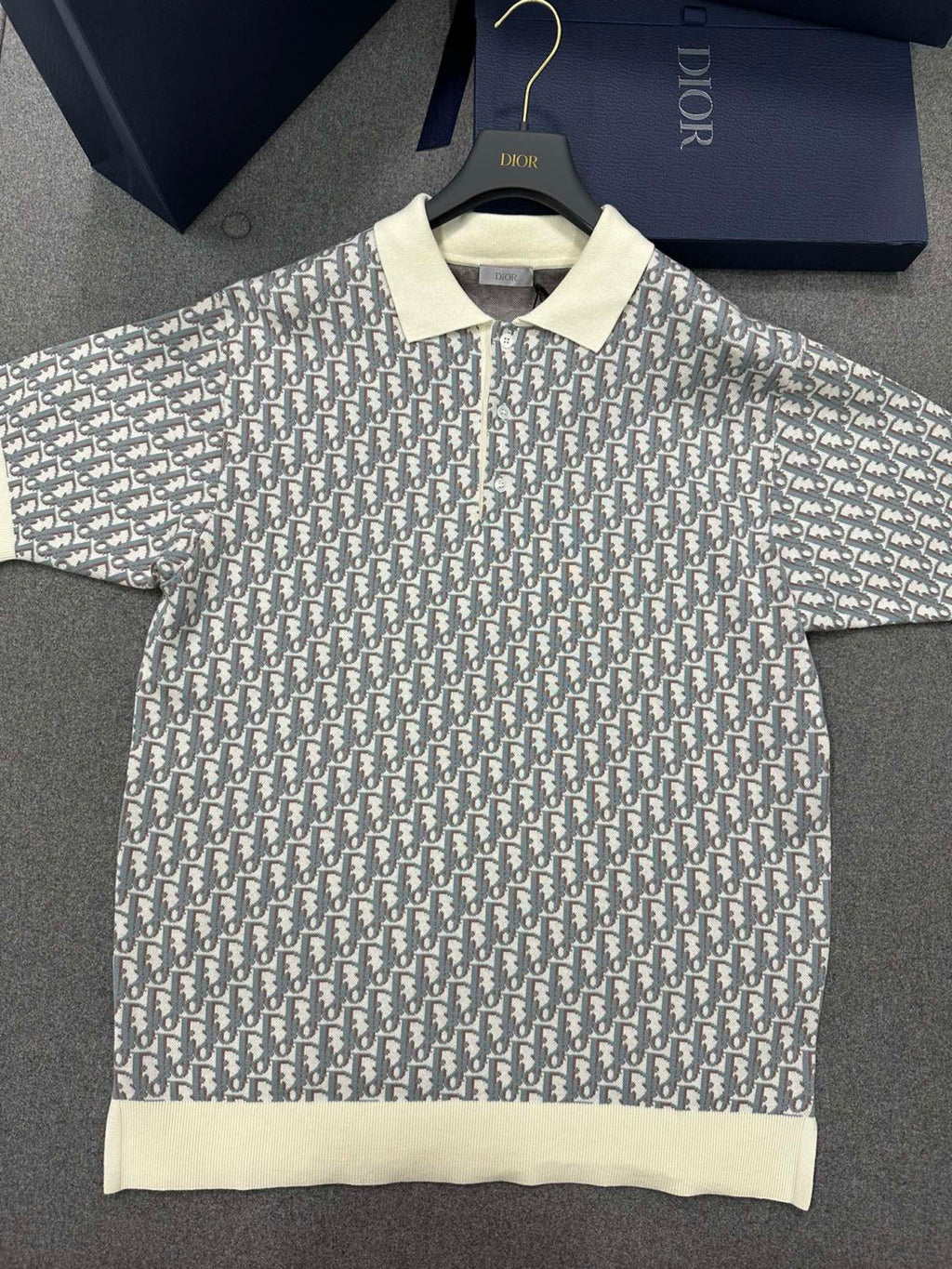 Dior Men's Summer Graphic All Over Print Polo Neck Straight Short Sleeve T-Shirt #99187