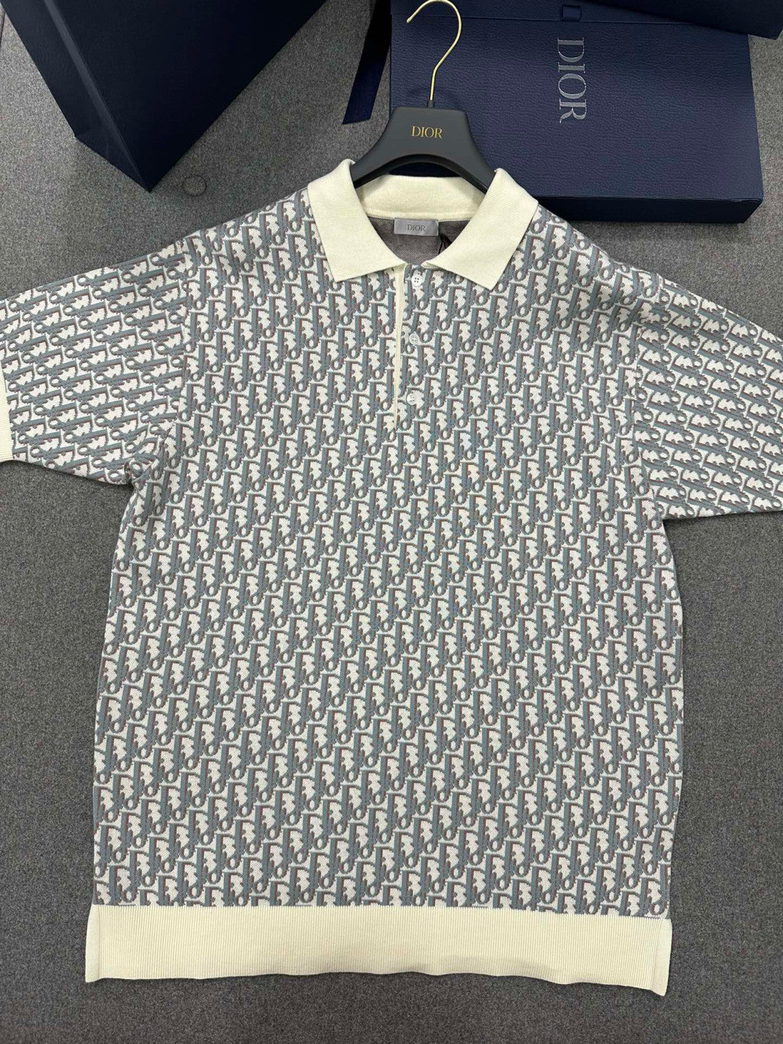 Dior Men's Summer Graphic All Over Print Polo Neck Straight Short Sleeve T-Shirt #99187