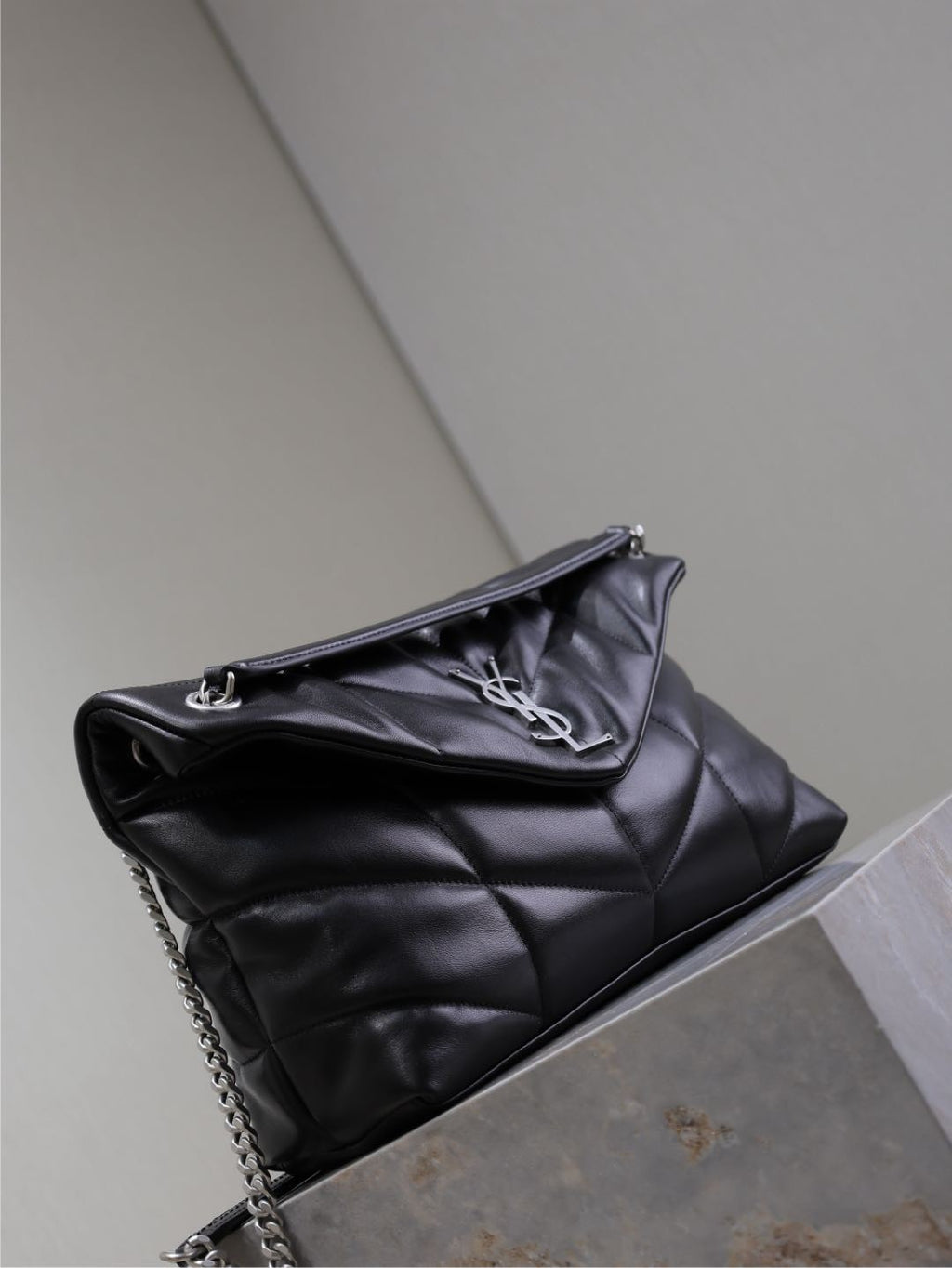 SAINT LAURENT  PUFFER TOY Handbag Black Silver Buckle Plaid Bag Stylish Elegant Sophisticated Flap Bags 7593371EL001000 #184316