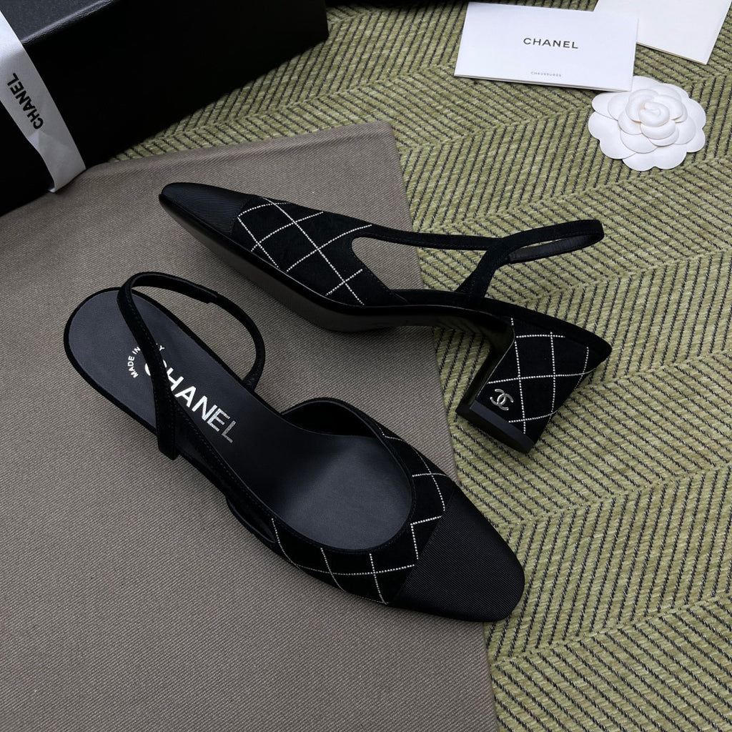 Chanel Women's Spring/Fall Fashion Casual Round-Toe Slip-On High-Heel Chunky-Heel Flat Casual Shoes #78772