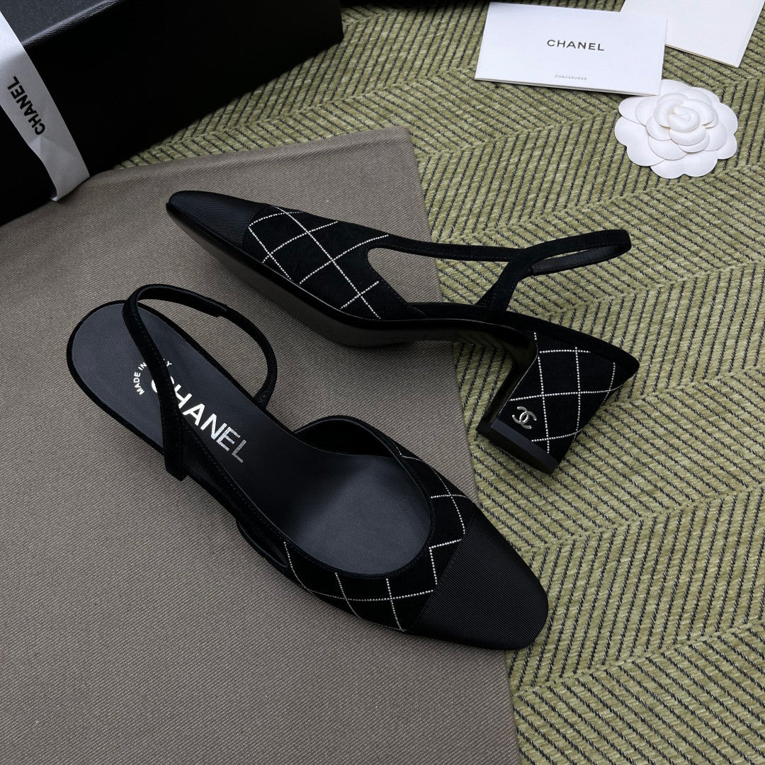 Chanel Women's Spring/Fall Fashion Casual Round-Toe Slip-On High-Heel Chunky-Heel Flat Casual Shoes #78772