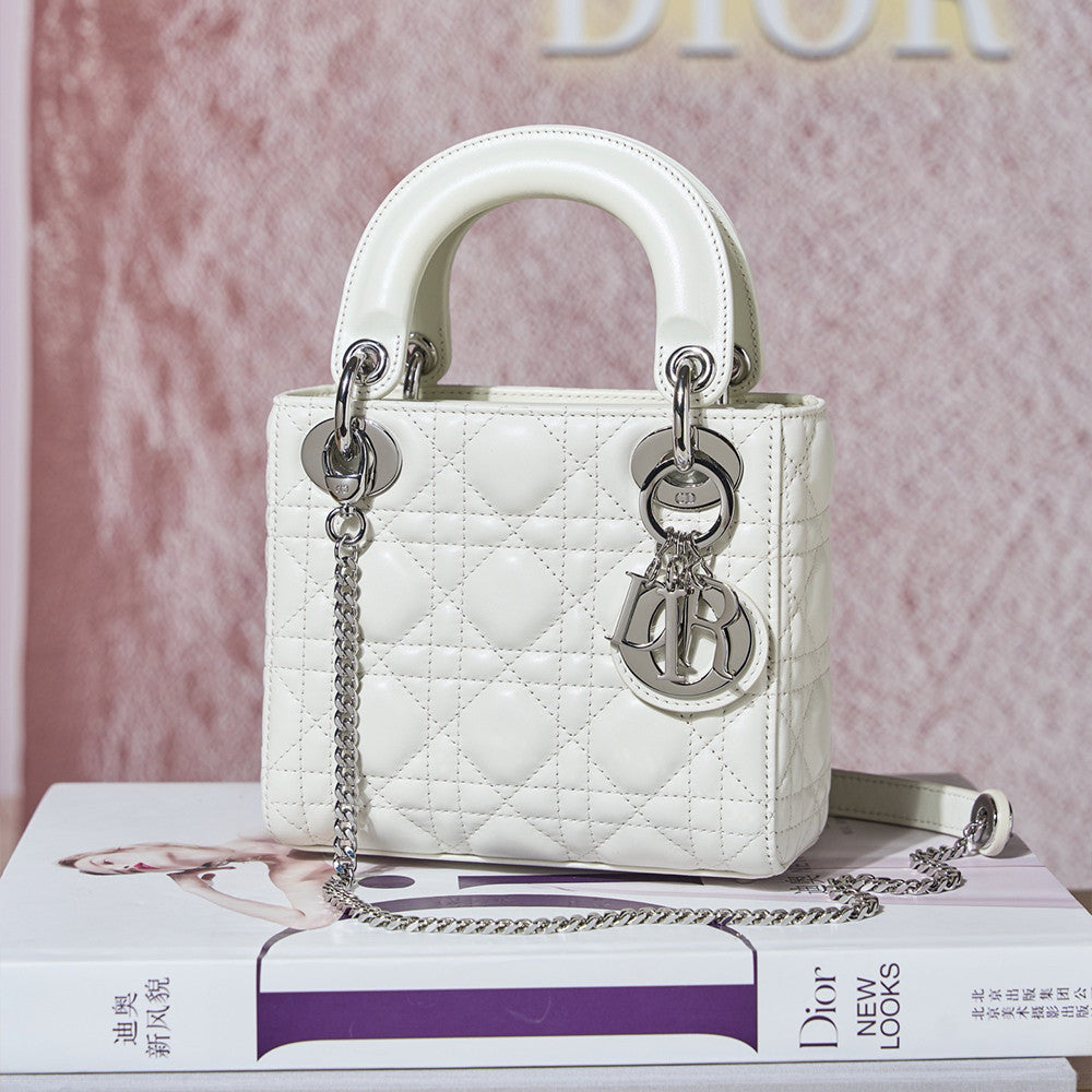 Dior Dior Lady Lambskin Cannage Quilted Metal Pendant Mini Bag #333088