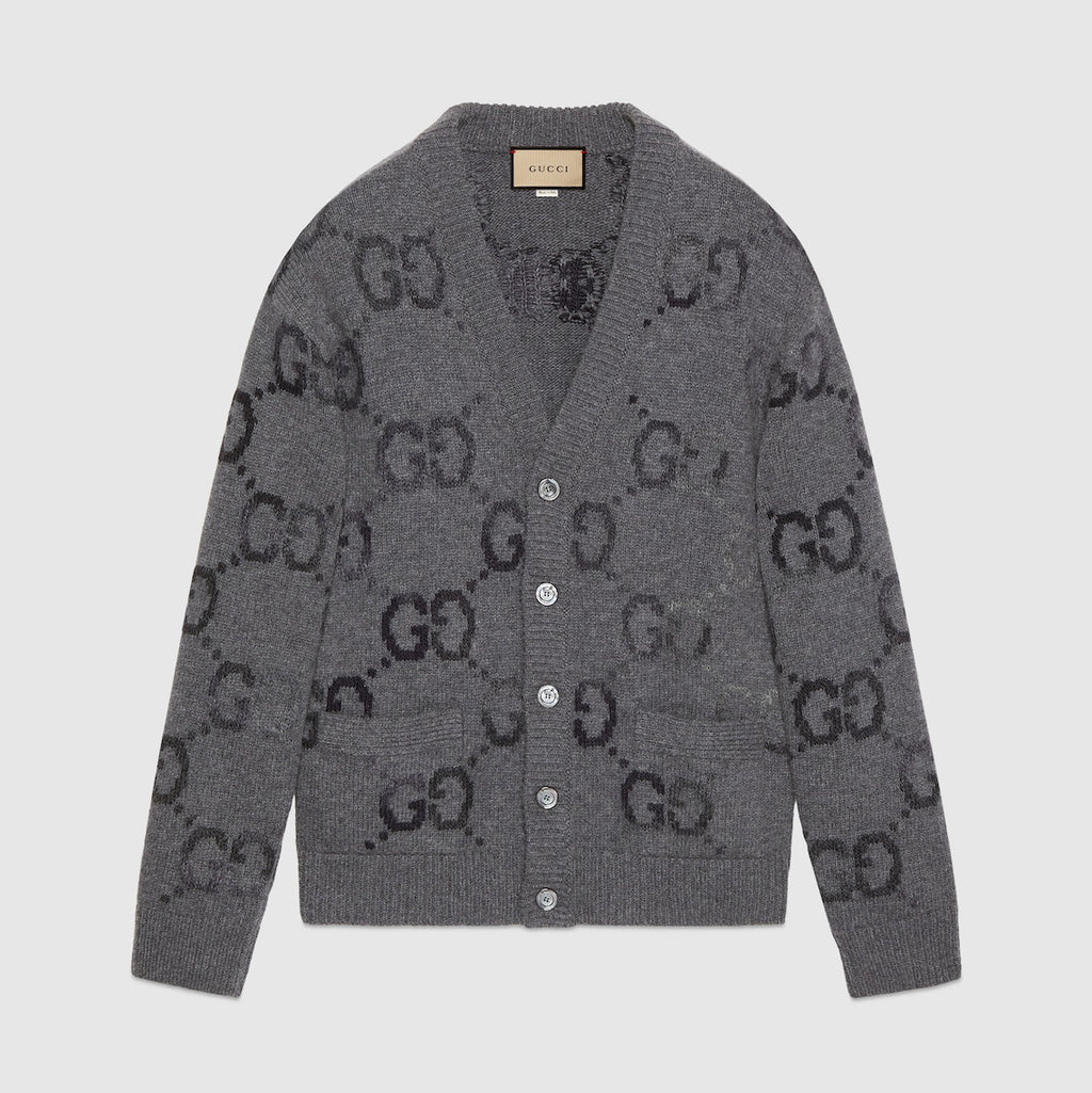 Gucci Men's And Women's Spring And Autumn Solid Color Logo Print Single-breasted V-neck Long Sleeve Cashmere Cardigan Jacket #78173
