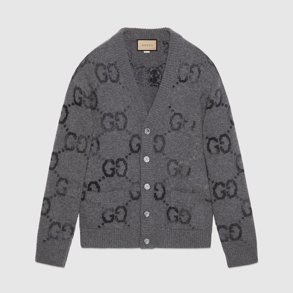 Gucci Men's And Women's Spring And Autumn Solid Color Logo Print Single-breasted V-neck Long Sleeve Cashmere Cardigan Jacket #78173