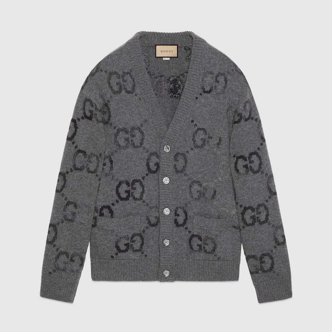 Gucci Men's And Women's Spring And Autumn Solid Color Logo Print Single-breasted V-neck Long Sleeve Cashmere Cardigan Jacket #78173