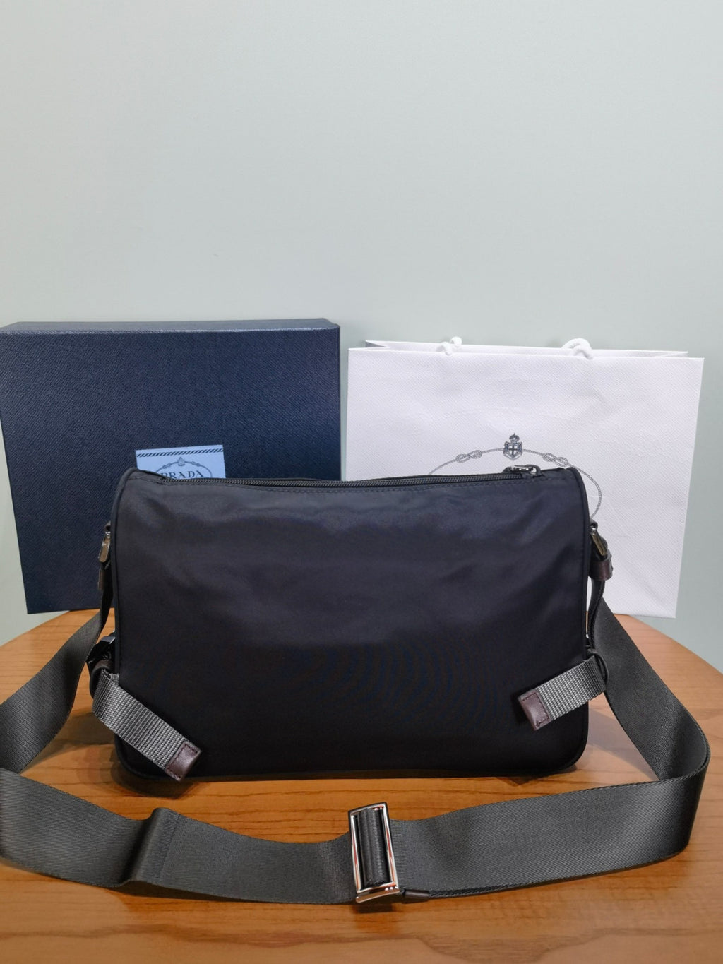 PRADA Black Prada Speedrock Re-nylon Leather Shoulder Bag #334216