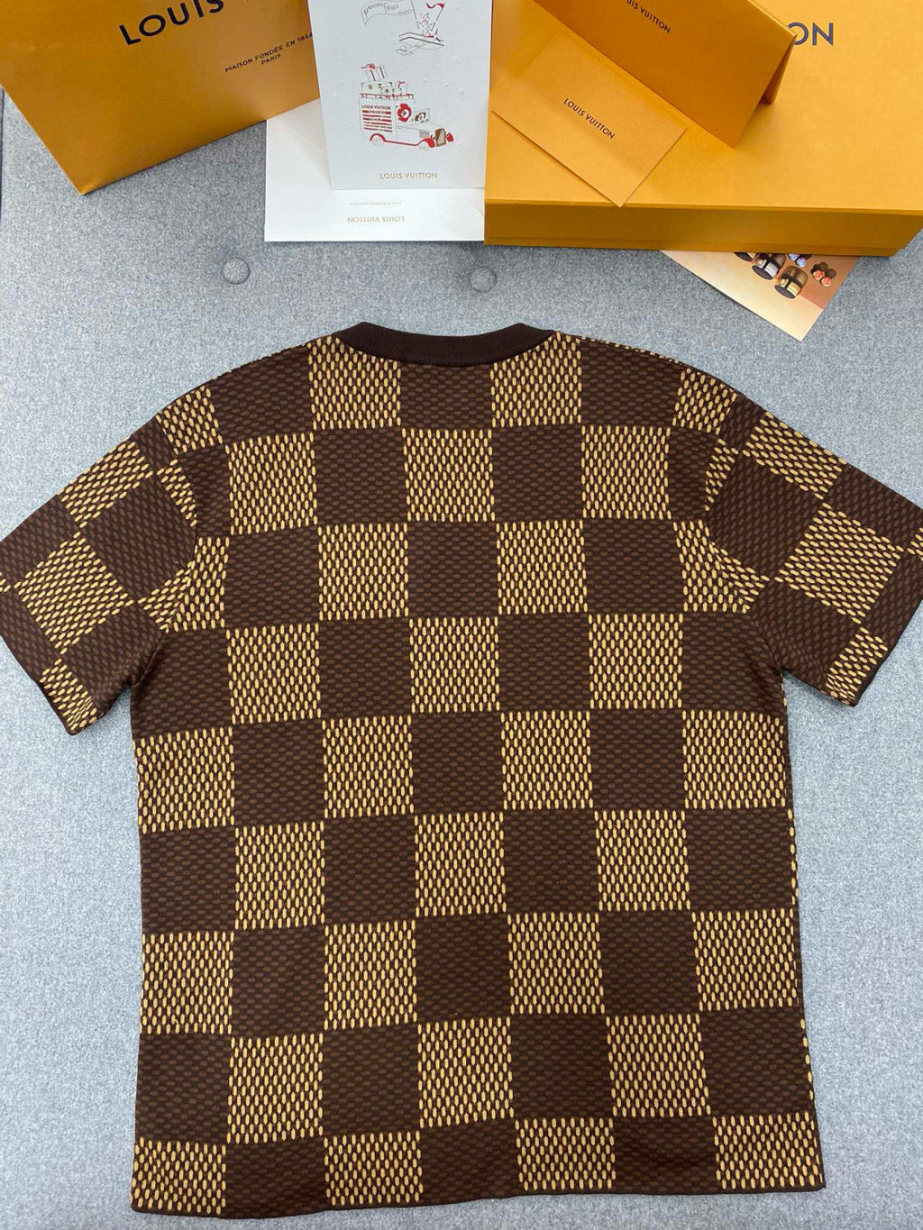 Louis Vuitton Men's Damier Imitation Crystal Applique Checkerboard Checkerboard Summer Cotton Solid Color Short Sleeve Round Neck Short Sleeve T-Shirt #81339