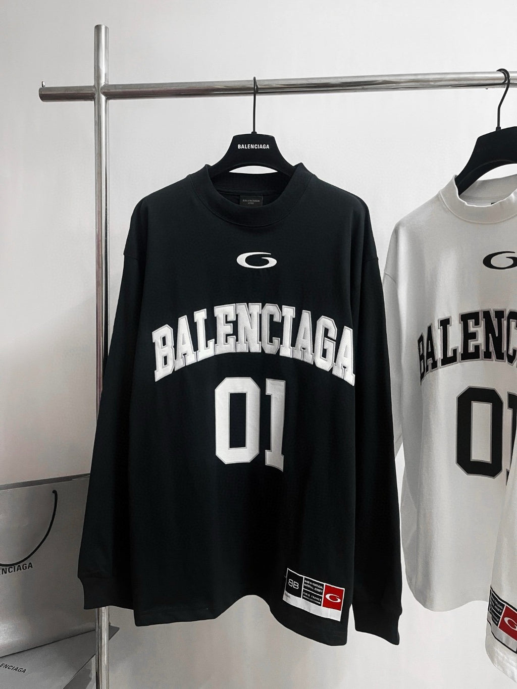 Balenciaga Men's Summer Letter Logo Print Round Neck Regular Fit Long Sleeve T-Shirt #74596