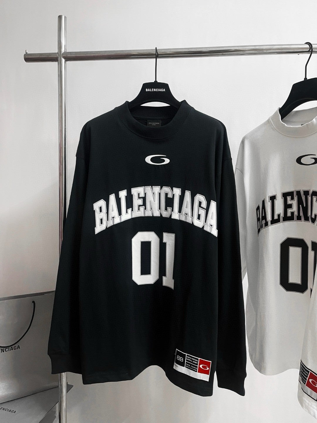 Balenciaga Men's Summer Letter Logo Print Round Neck Regular Fit Long Sleeve T-Shirt #74596
