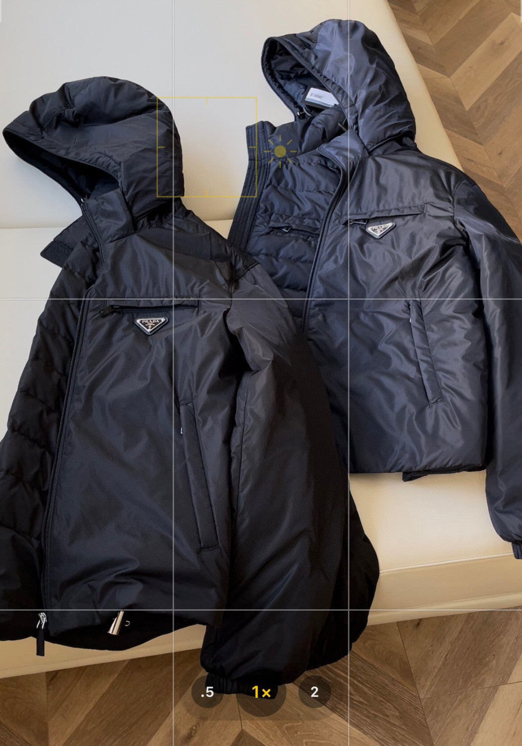 Prada Men's Fall/Winter Hooded Zipper Solid Color Re-Nylon Puffer Jacket #96855