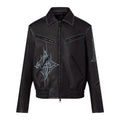 Louis Vuitton Men's Fall And Winter Zipper Decoration Lapel Zipper Drawstring Long Sleeved Cowhide Leather Jacket #98479