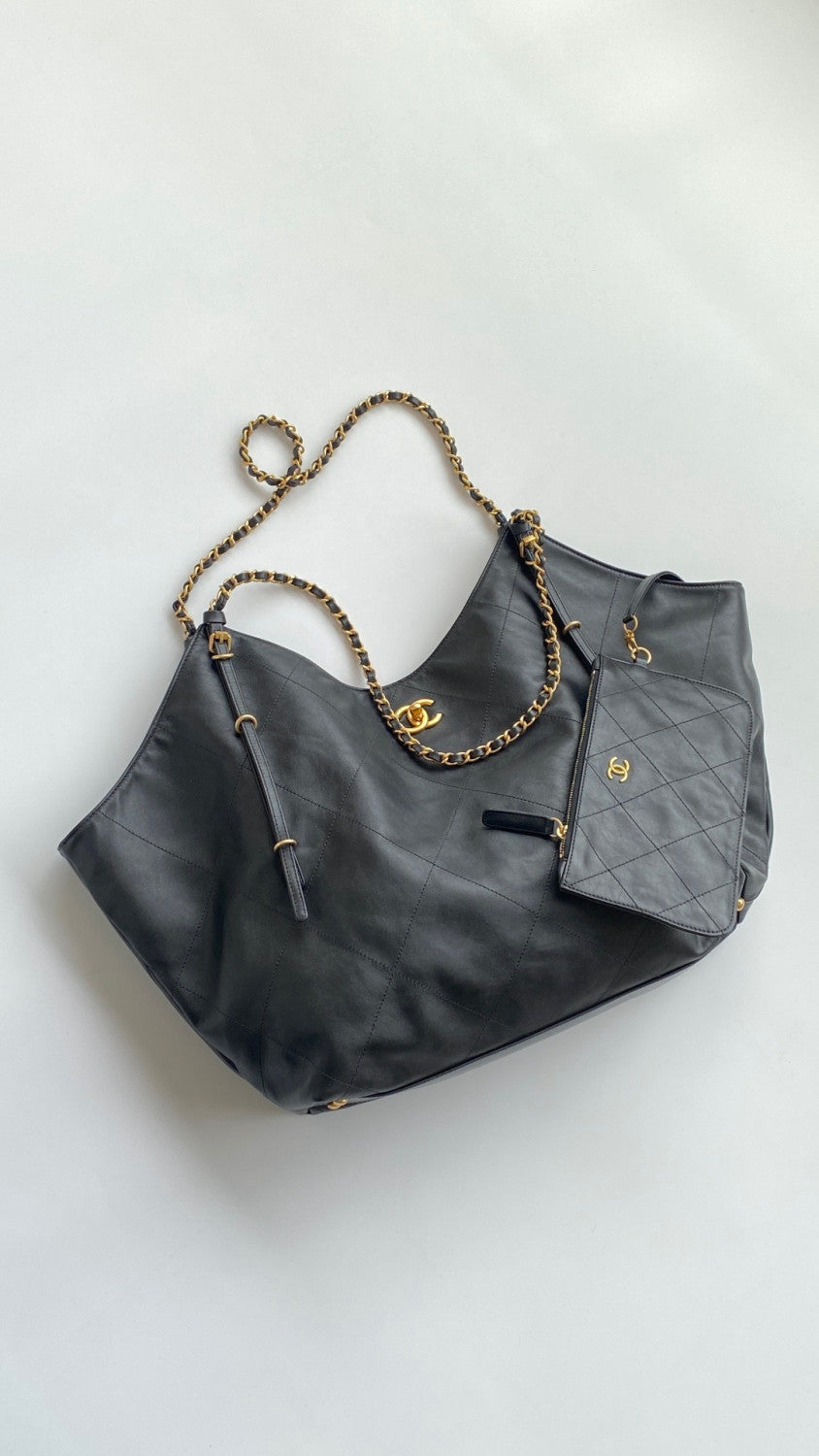 Chanel Maxi Shopping Bag Calfskin Gold-tone #336627