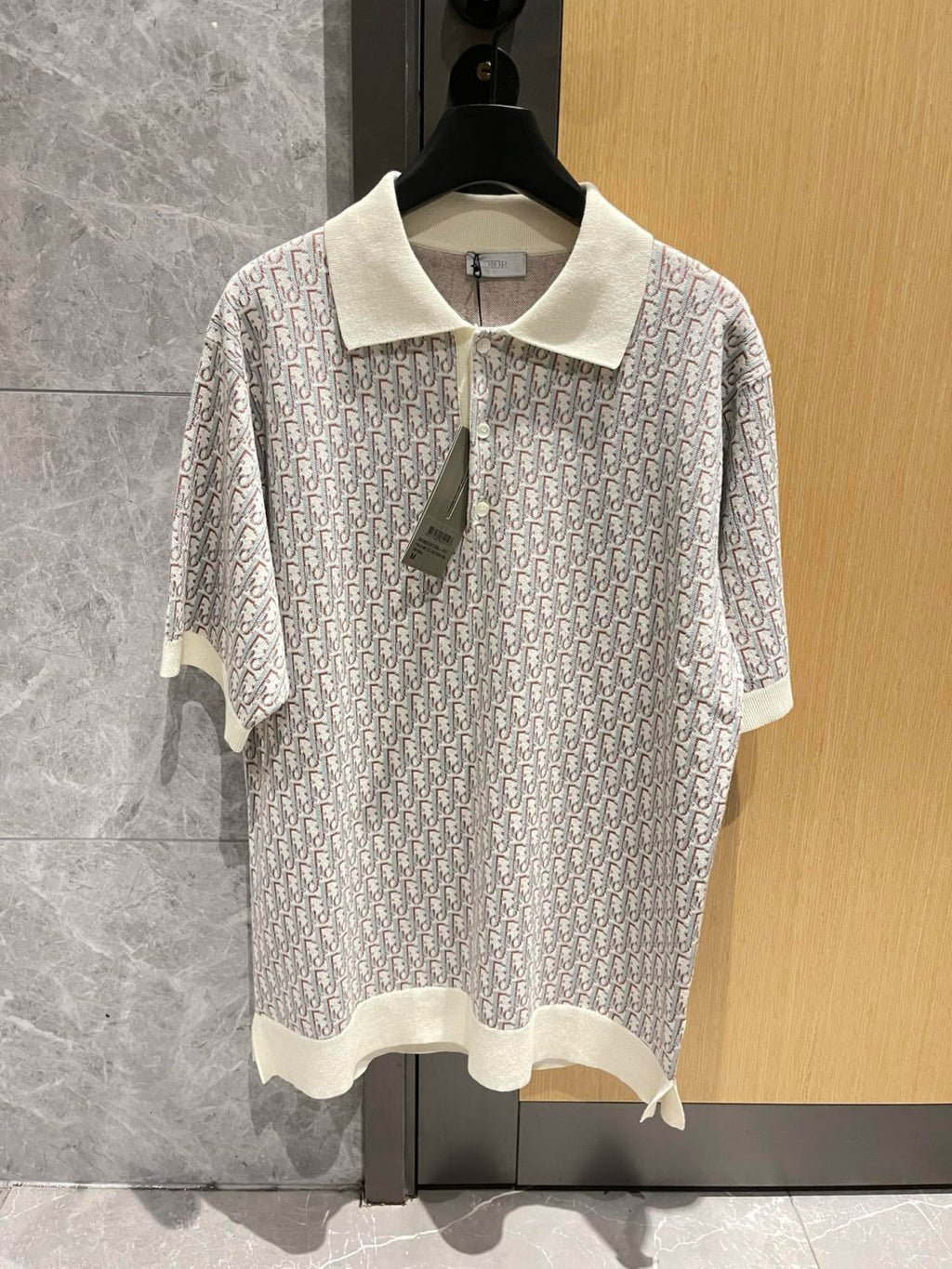 Dior Men's Summer Graphic All Over Print Polo Neck Straight Short Sleeve T-Shirt #98753