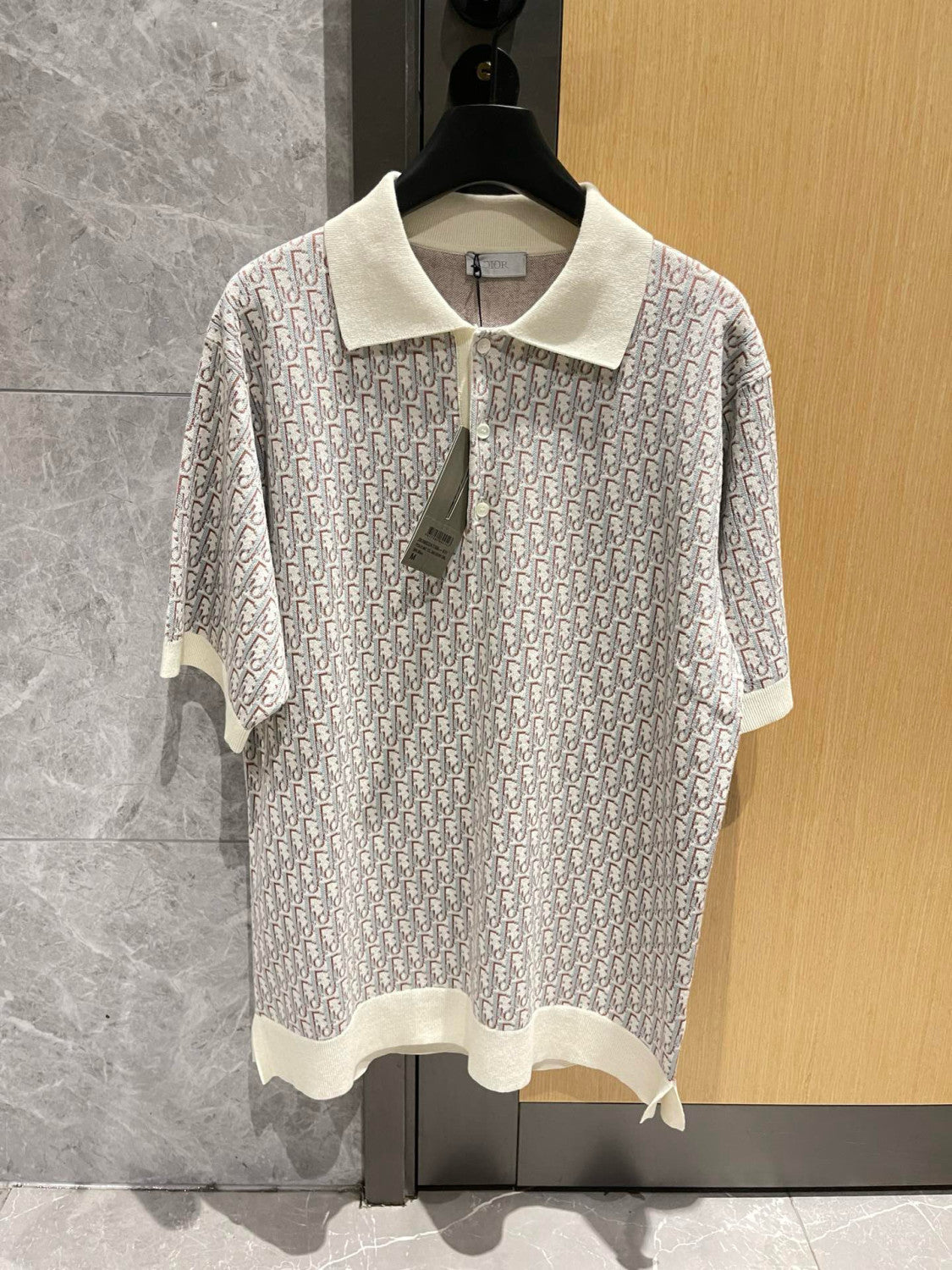 Dior Men's Summer Graphic All Over Print Polo Neck Straight Short Sleeve T-Shirt #98753