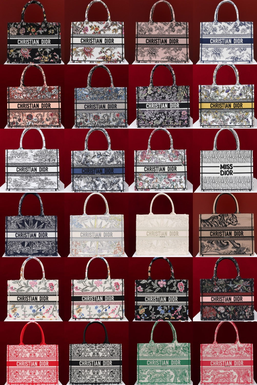 Dior Book Tote Women's Pattern Printed Embroidered Letter Printed Tweed Canvas Tote Bag Bags (please Contact Customer Service For Colour Selection Before Purchase) #76615